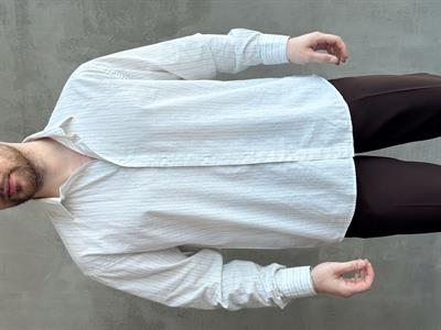 Erkek Özel Kesim Oversize Kalıp Kılcal Çizgi Detaylı Gömlek-Yeşil(E1687)