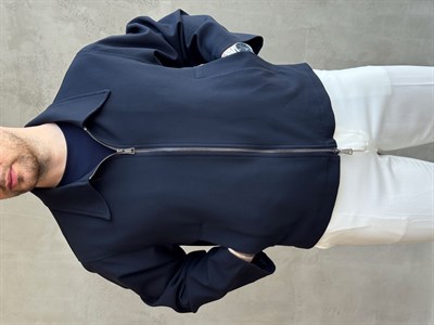 Erkek Özel Premium Seri Oversize Kalıp Çift Astarlı Düz Model Gabardin Kumaş Ceket-Lacivert(E1761)