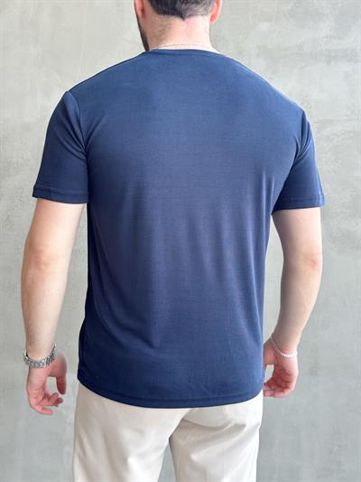 Erkek Özel Premium Seri Oversize Kalıp Bisiklet Yaka Luxury Comfort T-Shirt-Lacivert(1628)