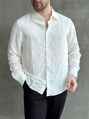 Erkek Özel Premium Seri Oversize Kalıp Çizgi Detaylı Lyocell Kumaş Gömlek-Beyaz(E1679)
