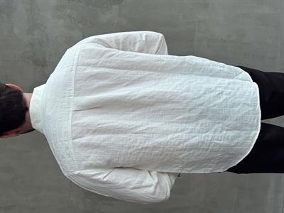 Erkek Özel Premium Seri Oversize Kalıp Çizgi Detaylı Lyocell Kumaş Gömlek-Beyaz(E1679)