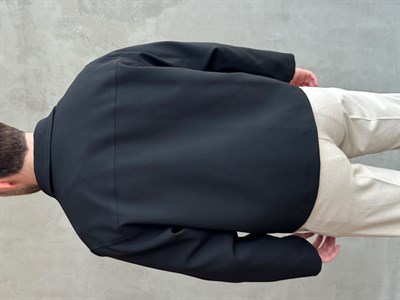 Erkek Özel Premium Seri Oversize Kalıp Çift Astarlı Düz Model Gabardin Kumaş Ceket-Siyah(E1761)