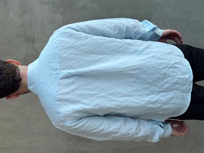 Erkek Özel Premium Seri Oversize Kalıp Çizgi Detaylı Modal Kumaş Gömlek-Bebe Mavi(E1657)