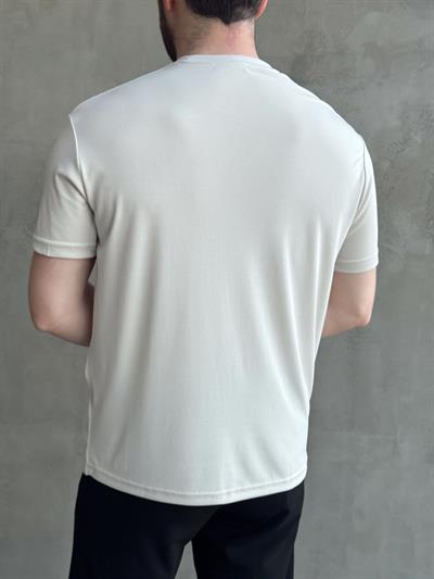 Erkek Özel Premium Seri Oversize Kalıp Bisiklet Yaka Luxury Comfort T-Shirt-Bej(1628)