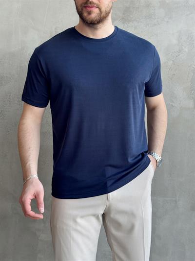 Erkek Özel Premium Seri Oversize Kalıp Bisiklet Yaka Luxury Comfort T-Shirt-Lacivert(1628)