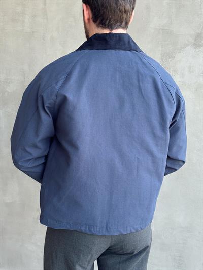 Erkek Özel Premium Seri Oversize Kalıp Kadife Yaka Çıt çıt Detay Kot Ceket-Lacivert(E1531)
