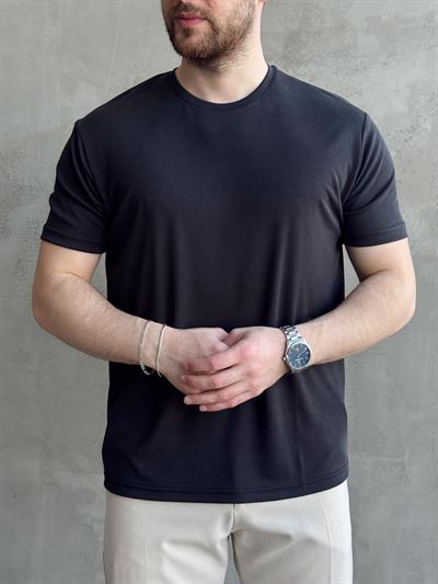 Erkek Özel Premium Seri Oversize Kalıp Bisiklet Yaka Luxury Comfort T-Shirt-Siyah(1628)