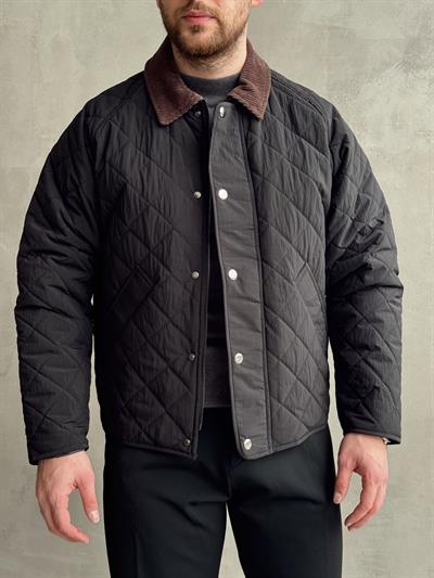Erkek Özel Premium Seri Oversize Kalıp Çıtçıt Detay Baklava Desenli Ceket-Siyah(E1568)