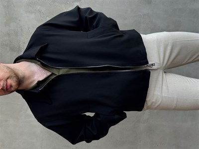 Erkek Özel Premium Seri Oversize Kalıp Çift Astarlı Düz Model Gabardin Kumaş Ceket-Siyah(E1761)