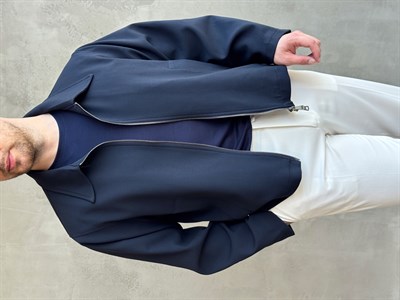 Erkek Özel Premium Seri Oversize Kalıp Çift Astarlı Düz Model Gabardin Kumaş Ceket-Lacivert(E1761)