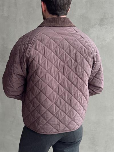 Erkek Özel Premium Seri Oversize Kalıp Çıtçıt Detay Baklava Desenli Ceket-Mürdüm(E1568)
