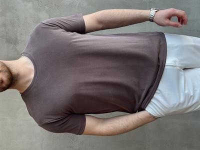 Erkek Özel Premium Seri Regular Fit Bisiklet Yaka Modal Kumaş Düz T-Shirt-Kahverengi(E1680)Ketench