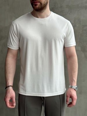 Erkek Özel Premium Seri Regular Fit Bisiklet Yaka Modal Kumaş Düz T-Shirt-Taş(E1680)Ketench