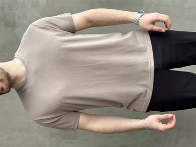 Erkek Özel Premium Seri Regular Fit Bisiklet Yaka Modal Kumaş Düz T-Shirt-Bej(E1680)