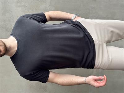 Erkek Özel Premium Seri Regular Fit Bisiklet Yaka Modal Kumaş Düz T-Shirt-Siyah(E1680)