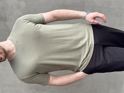 Erkek Özel Premium Seri Regular Fit Bisiklet Yaka Modal Kumaş Düz T-Shirt-Haki(E1680)