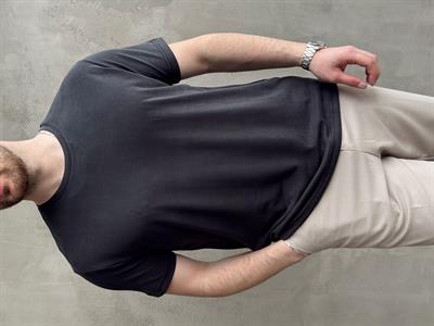 Erkek Özel Premium Seri Regular Fit Bisiklet Yaka Modal Kumaş Düz T-Shirt-Siyah(E1680)