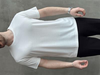 Erkek Özel Premium Seri Regular Fit Bisiklet Yaka Modal Kumaş Düz T-Shirt-Beyaz(E1680)