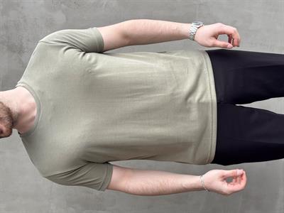 Erkek Özel Premium Seri Regular Fit Bisiklet Yaka Modal Kumaş Düz T-Shirt-Haki(E1680)