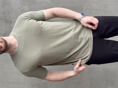 Erkek Özel Premium Seri Regular Fit Bisiklet Yaka Modal Kumaş Düz T-Shirt-Haki(E1680)Ketench