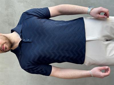 Erkek Özel Premium Seri Regular Fit Desenli Düğme Detay Polo Yaka Triko T-Shirt-Lacivert(E1658)