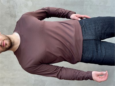Erkek Özel Premium Seri Relax Fit Bisiklet Yaka İnce Uzun Kollu Basic T-Shirt-Kahverengi(E1816)