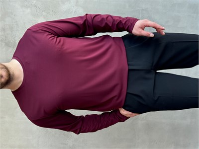 Erkek Özel Premium Seri Relax Fit Bisiklet Yaka İnce Uzun Kollu Basic T-Shirt-Bordo(E1816)