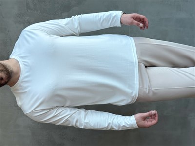Erkek Özel Premium Seri Relax Fit Bisiklet Yaka İnce Uzun Kollu Basic T-Shirt-Beyaz(E1816)