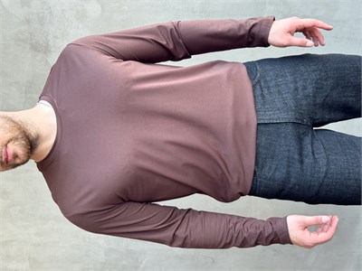 Erkek Özel Premium Seri Relax Fit Bisiklet Yaka İnce Uzun Kollu Basic T-Shirt-Kahverengi(E1816)