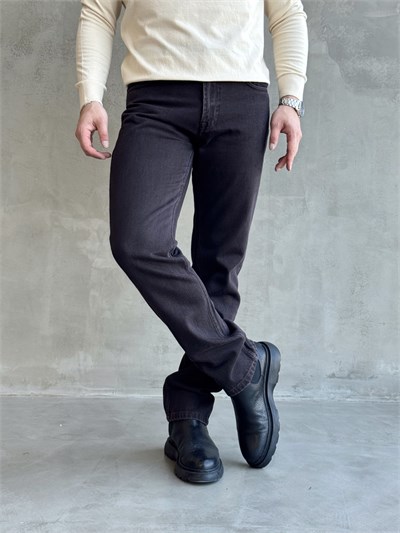 Erkek Özel Premium Seri Taper Fit Klasik Jean-Dark Brown(E1817)