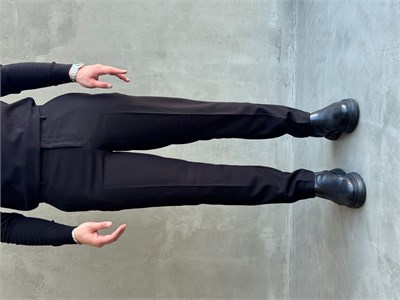 Erkek Özel Premium Seri Yüksek Bel Kopçalı Comfort Slim Kalıp Kışlık Kumaş Pantolon-Siyah(E1822)