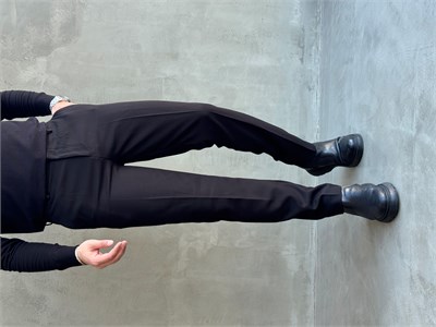 Erkek Özel Premium Seri Yüksek Bel Kopçalı Comfort Slim Kalıp Kışlık Kumaş Pantolon-Siyah(E1822)