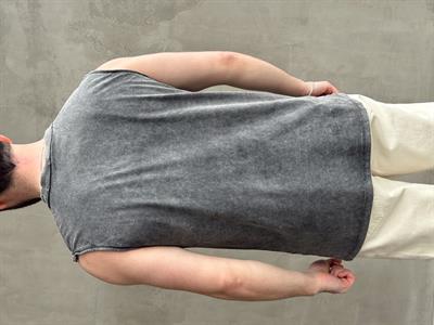 Erkek Özel Seri Yıkama Detay Oversize Kalıp Bisiklet Yaka Sıfır Kol T-Shirt-Siyah(E1672)
