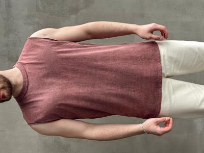 Erkek Özel Seri Yıkama Detay Oversize Kalıp Bisiklet Yaka Sıfır Kol T-Shirt-Bordo(E1672)