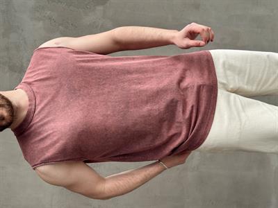 Erkek Özel Seri Yıkama Detay Oversize Kalıp Bisiklet Yaka Sıfır Kol T-Shirt-Bordo(E1672)