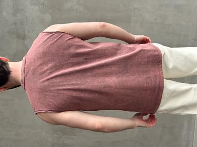 Erkek Özel Seri Yıkama Detay Oversize Kalıp Bisiklet Yaka Sıfır Kol T-Shirt-Bordo(E1672)