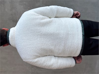Erkek Popüler Model Regular Kalıp Peluş Kürklü Dik Yaka Cepli Mont-Beyaz(E1876)