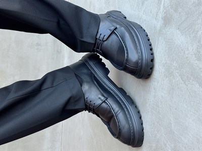 Erkek Premium Kalite %100 Deri Bağcıklı Oxford Stil Yüksek Taban Ayakkabı-Siyah(E1738)
