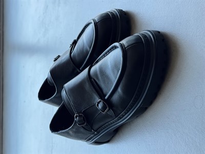 Erkek Premium Kalite %100 Deri Toka Detaylı Oxford Stil Yüksek Taban Ayakkabı-Siyah(E1739)