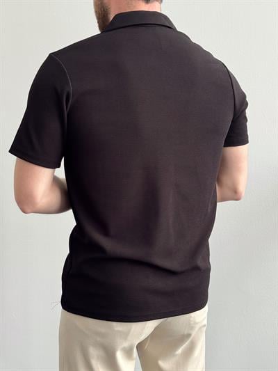 Erkek Premium Kalite Jakarlı Polo Yaka T-Shirt-Siyah(E1295)