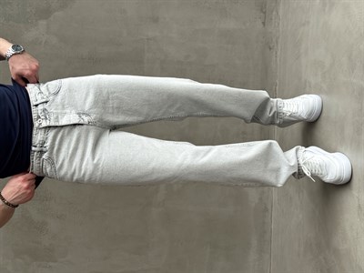 Erkek Premium Kalite Likralı Baggy Kalıp Denim Jean-Gri(E1750) TD:749