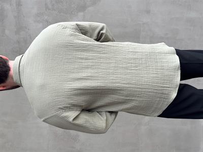 Erkek Premium Kalite Oversize Kalıp Gofre Model Müslin Kumaş Gömlek-Haki(E1633)