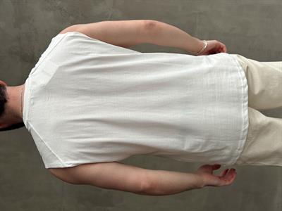 Erkek Premium Kalite Oversize Kalıp Sıfır Kol Baskılı T-Shirt-Beyaz(E1666)
