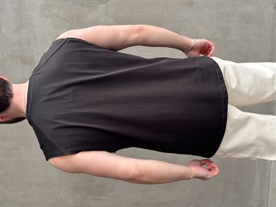 Erkek Premium Kalite Oversize Kalıp Sıfır Kol Baskılı T-Shirt-Siyah(E1666)