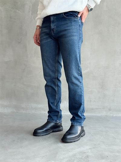 Erkek Premium Kalite Regular Kalıp Kot Pantolon Jeans-Mavi(E1247) TD:408