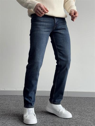 Erkek Premium Kalite Regular Kalıp Kot Pantolon Jeans-Koyu Mavi(E1247) TD:512