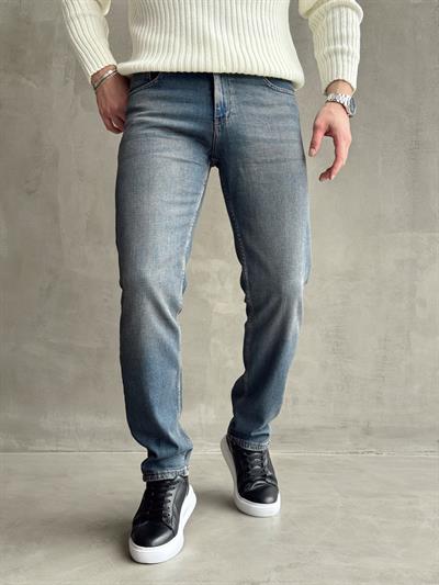 Erkek Premium Kalite Regular Kalıp Kot Pantolon Jeans-Eskitme(E1247) TD:976Ketench