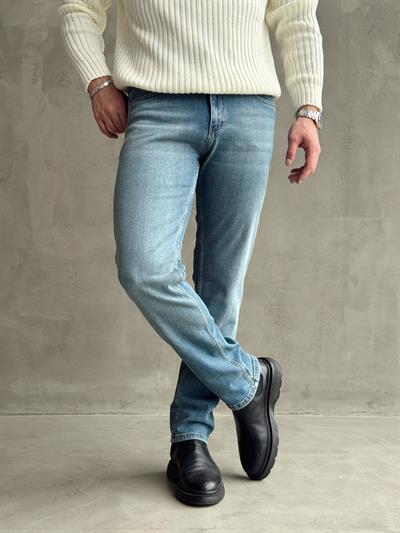 Erkek Premium Kalite Regular Kalıp Kot Pantolon Jeans-Light Blue(E1247) TD:634-1