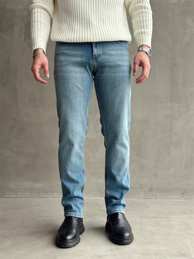 Erkek Premium Kalite Regular Kalıp Kot Pantolon Jeans-Light Blue(E1247) TD:634-1