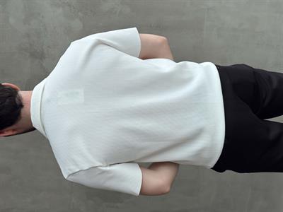 Erkek Premium Kalite Regular Kalıp Pis Kesim Detay Fitilli Polo Yaka T-Shirt-Beyaz(E1683)